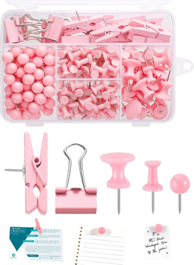 200 PCS Thumb Tacks For Wall, Pink Push Pins For Bulletin Board & Cork Board, Decorative Push Pins, Cute Thumbtacks Hooks Set For Pictures, Photos, Art & Decor - Image 1